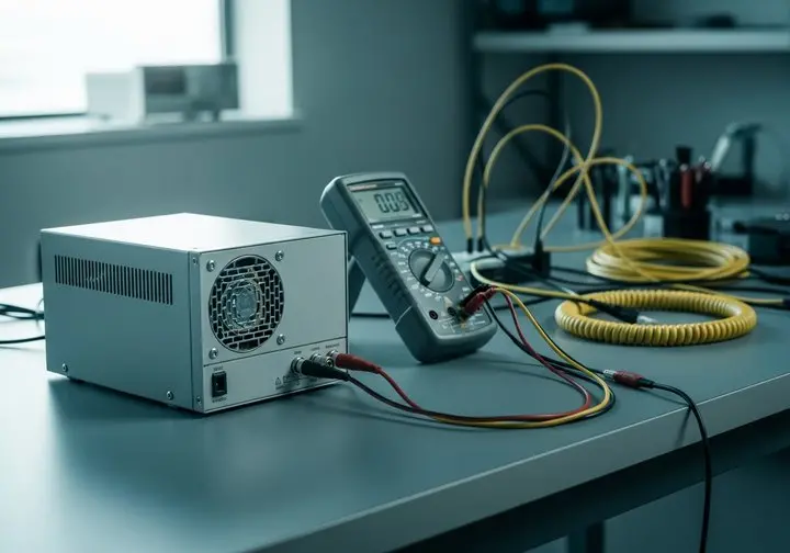 A power supply on a test bench