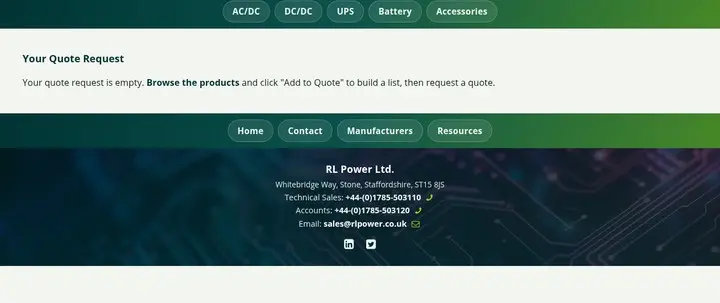 The quote basket on the website