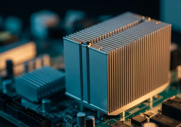 A heatsink on a power board
