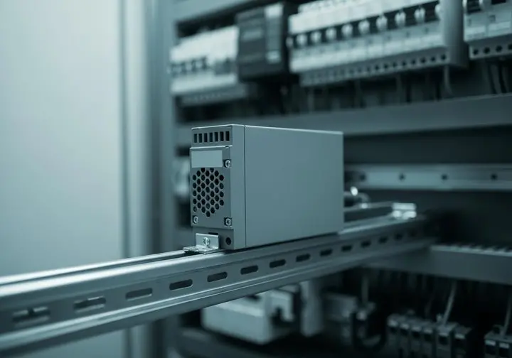 A DIN-rail mounted power supply
